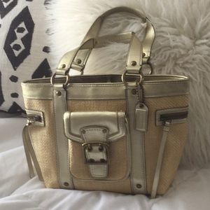 Coach vintage straw tote